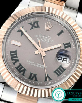 ROLEX DATEJUST II 2 TONE SWISS AUTOMATIC FLUTED BEZEL – OYSTER BRACELET – GREY DIAL – ROMAN MARKERS