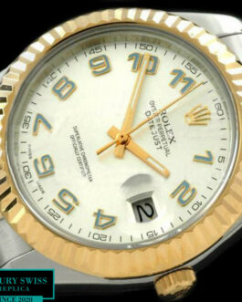 ROLEX DATEJUST II 2 TONE SWISS AUTOMATIC FLUTED BEZEL – OYSTER BRACELET – SILVER DIAL – NUMERAL MARKERS