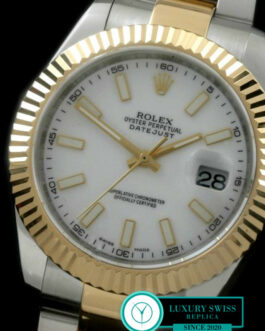 ROLEX DATEJUST II 2 TONE SWISS AUTOMATIC FLUTED BEZEL – OYSTER BRACELET – WHITE DIAL – STICK MARKERS