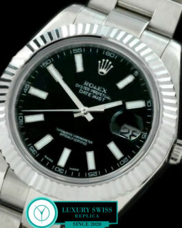 ROLEX DATEJUST II SWISS AUTOMATIC FLUTED BEZEL – OYSTER BRACELET – BLACK DIAL – STICK MARKERS