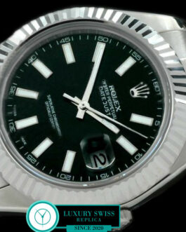 ROLEX DATEJUST II SWISS AUTOMATIC FLUTED BEZEL – OYSTER BRACELET – BLACK DIAL – STICK MARKERS