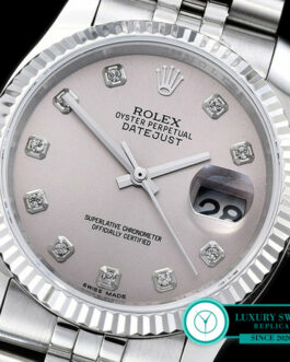 ROLEX DATEJUST GENTS SIZE SWISS AUTOMATIC FLUTED BEZEL – JUBILEE BRACELET – GREY DIAL – DIAMOND MARKERS