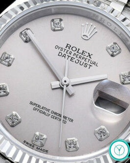 ROLEX DATEJUST GENTS SIZE SWISS AUTOMATIC FLUTED BEZEL – JUBILEE BRACELET – GREY DIAL – DIAMOND MARKERS