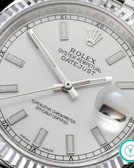 ROLEX DATEJUST GENTS SIZE SWISS AUTOMATIC FLUTED BEZEL – JUBILEE BRACELET – WHITE DIAL – LUME STICK MARKERS