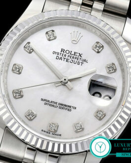 ROLEX DATEJUST 116234 FLUTED BEZEL MOTHER OF PEARL DIAMONDS DIAL