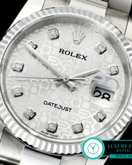 ROLEX DATEJUST GENTS SIZE SWISS AUTOMATIC FLUTED BEZEL – JUBILEE BRACELET – SILVER JUBILEE DIAL – DIAMOND MARKERS