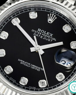 ROLEX DATEJUST GENTS SIZE SWISS AUTOMATIC FLUTED BEZEL – JUBILEE BRACELET – DIAMOND MARKERS – BLACK DIAL