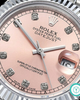 ROLEX DATEJUST GENTS SIZE SWISS AUTOMATIC FLUTED BEZEL – JUBILEE BRACELET – SALMON DIAL – DIAMOND MARKERS