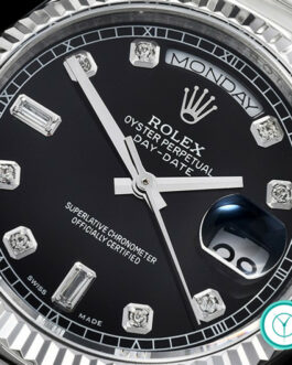 ROLEX DAY-DATE II 3156 MOVEMENT FLUTED BEZEL – PRESIDENTIAL BRACELET – BLACK DIAL