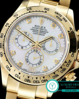 ROLEX DAYTONA 116508 YELLOW GOLD MOP WHITE DIAL