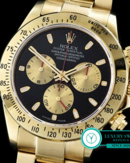 ROLEX DAYTONA SWISS AUTOMATIC MOVEMENT GOLD – BLACK DIAL – GOLD SUBDIALS