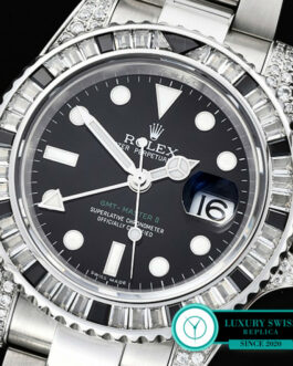 ROLEX GMT MASTER II 116710LN DIAMOND CASE BLACK & WHITE BEZEL