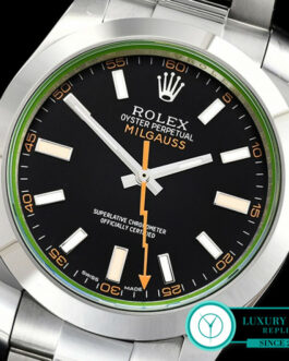 ROLEX MILGAUSS 116400GV BLACK DIAL GREEN SAPPHIRE