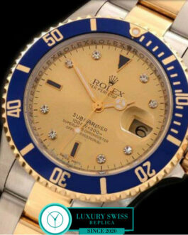 ROLEX SUBMARINER CLASSIC 2 TONE 3135 MOVEMENT – GOLD DIAL – BLUE BEZEL