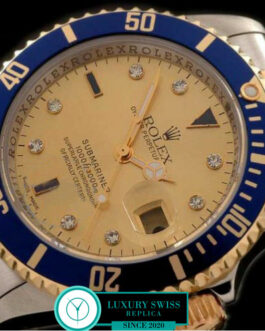 ROLEX SUBMARINER CLASSIC 2 TONE 3135 MOVEMENT – GOLD DIAL – BLUE BEZEL