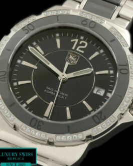 TAG HEUER FORMULA 1 LADIES 37MM CERAMIC DIAMOND BEZEL SWISS QUARTZ BLACK