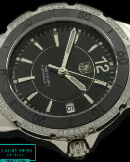 TAG HEUER FORMULA 1 LADIES 37MM CERAMIC DIAMOND BEZEL SWISS QUARTZ BLACK