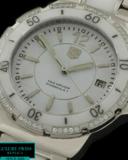 TAG HEUER FORMULA 1 LADIES 37MM CERAMIC DIAMOND BEZEL SWISS QUARTZ WHITE