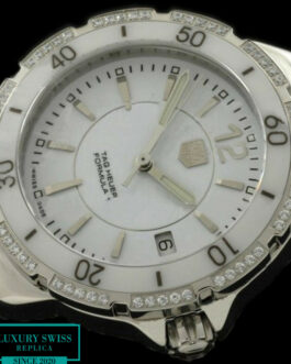 TAG HEUER FORMULA 1 LADIES 37MM CERAMIC DIAMOND BEZEL SWISS QUARTZ WHITE