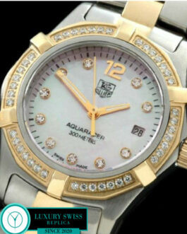 TAG HEUER AQUARACER LADIES 27MM 2 TONE DIAMOND BEZEL SWISS QUARTZ MOP PINK