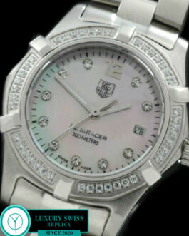 TAG HEUER AQUARACER LADIES 27MM DIAMOND BEZEL SWISS QUARTZ MOP PINK