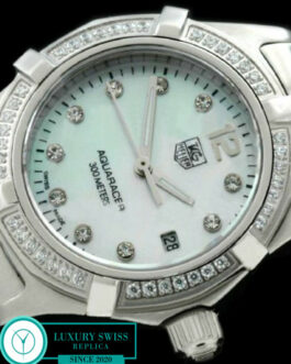 TAG HEUER AQUARACER LADIES 27MM DIAMOND BEZEL SWISS QUARTZ MOP WHITE