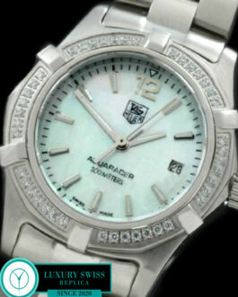 TAG HEUER AQUARACER LADIES 27MM DIAMOND BEZEL SWISS QUARTZ MOP WHITE