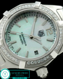 TAG HEUER AQUARACER LADIES 27MM DIAMOND BEZEL SWISS QUARTZ MOP WHITE
