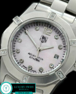 TAG HEUER AQUARACER LADIES 27MM 6 DIAMOND BEZEL SWISS QUARTZ MOP PINK