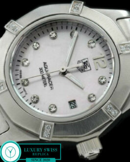 TAG HEUER AQUARACER LADIES 27MM 6 DIAMOND BEZEL SWISS QUARTZ MOP PINK