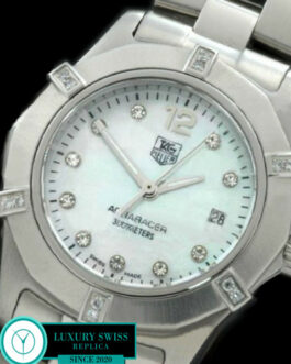 TAG HEUER AQUARACER LADIES 27MM 6 DIAMOND BEZEL SWISS QUARTZ MOP WHITE