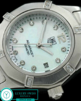 TAG HEUER AQUARACER LADIES 27MM 6 DIAMOND BEZEL SWISS QUARTZ MOP WHITE