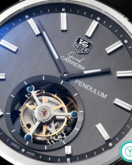 TAG HEUER CARRERA TOURBILLON SILVER DIAL BROWN LEATHER STRAP
