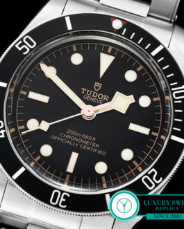 TUDOR HERITAGE BLACK BAY SHIELD SWISS AUTOMATIC WATCHES BLACK BEZEL