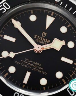 TUDOR HERITAGE BLACK BAY SHIELD SWISS AUTOMATIC WATCHES BLACK BEZEL