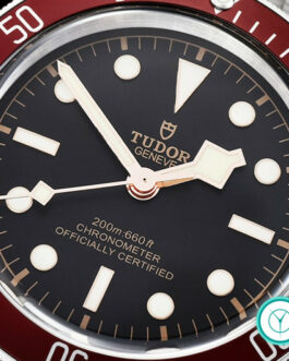 TUDOR HERITAGE BLACK BAY SHIELD SWISS AUTOMATIC WATCHES RED BEZEL